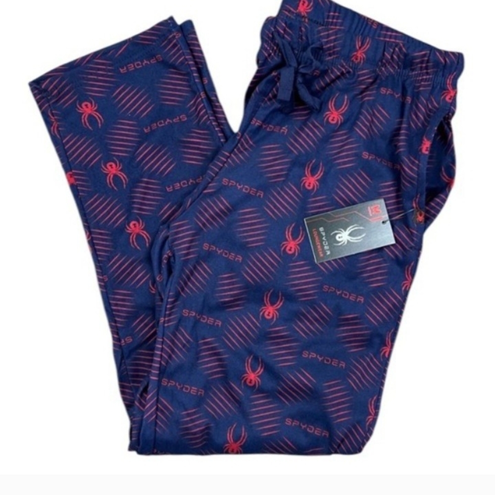 Spyder Men’s Navy Blue Jogger Pants with Red Spider Print